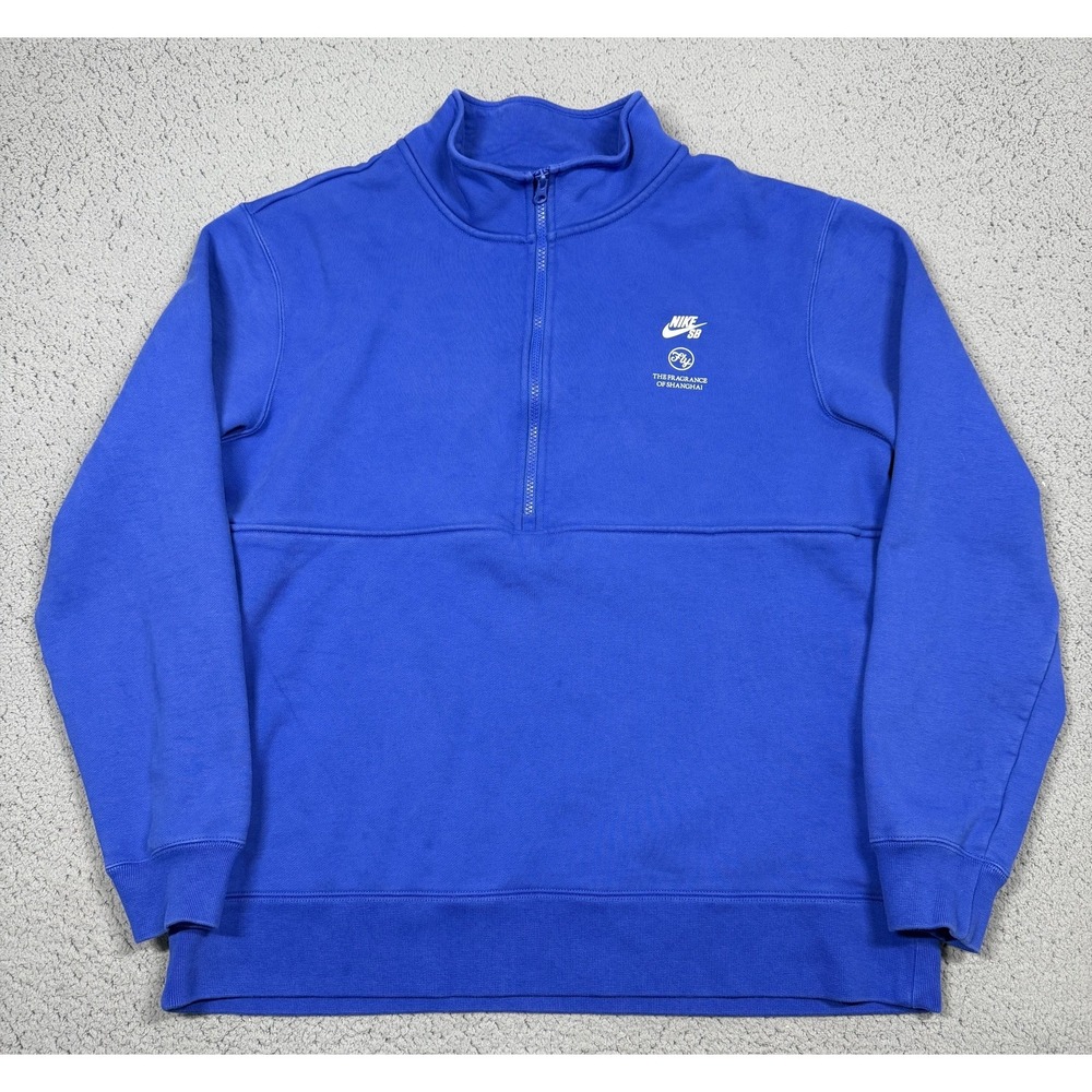 Nike SB Sweatshirt Mens XL Blue Fleece 1/4 Zip Fragrance Shanghai DQ7312-480‎